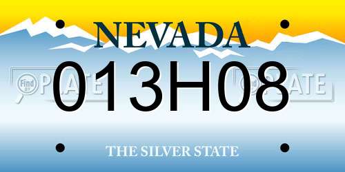 013H08 Nevada License Plate