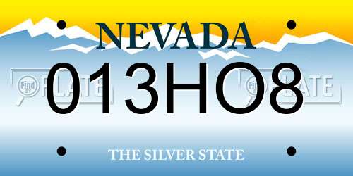 013HO8 Nevada License Plate
