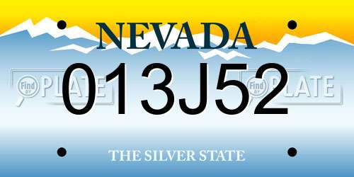 013J52 Nevada License Plate