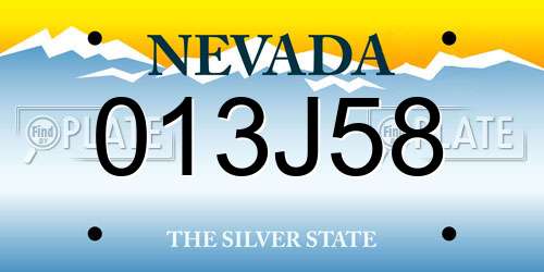 013J58 Nevada License Plate