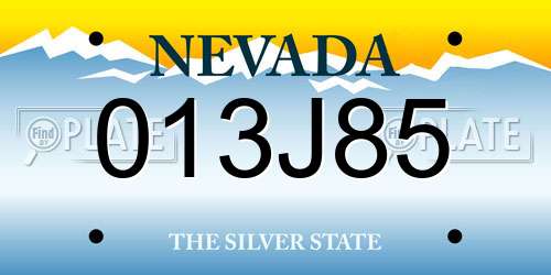 013J85 Nevada License Plate