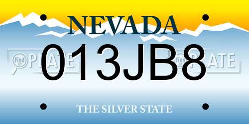 013JB8 Nevada License Plate