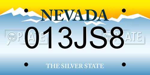 013JS8 Nevada License Plate