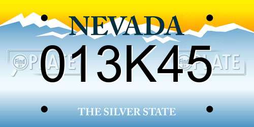 013K45 Nevada License Plate