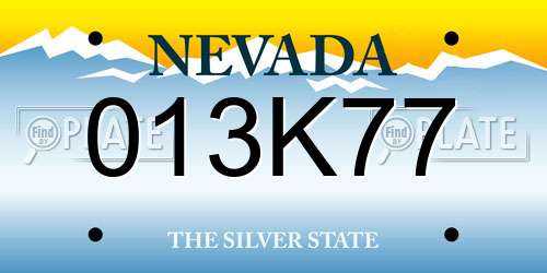 013K77 Nevada License Plate