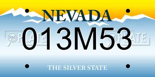 013M53 Nevada License Plate