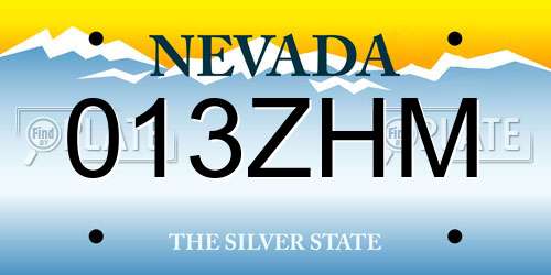 013ZHM Nevada License Plate