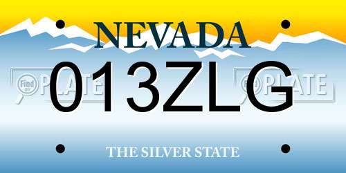 013ZLG Nevada License Plate