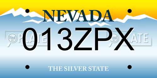 013ZPX Nevada License Plate