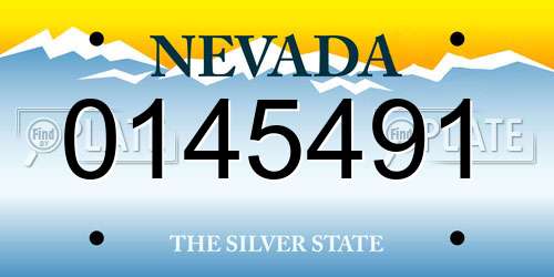 0145491 Nevada License Plate