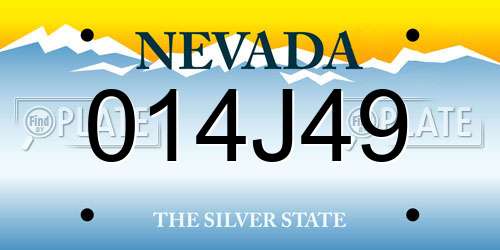 014J49 Nevada License Plate