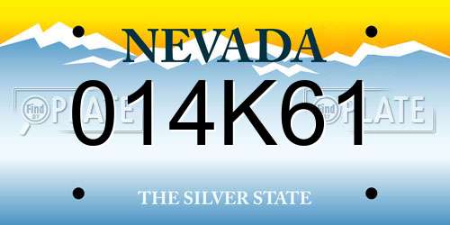 014K61 Nevada License Plate