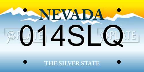 014SLQ Nevada License Plate