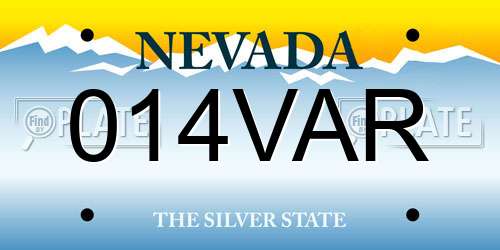 014VAR Nevada License Plate