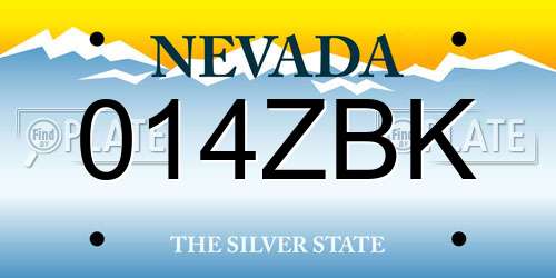 014ZBK Nevada License Plate