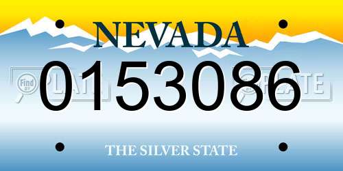 0153086 Nevada License Plate