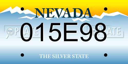 015E98 Nevada License Plate