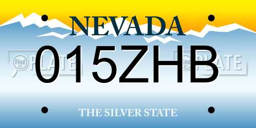 015ZHB Nevada License Plate