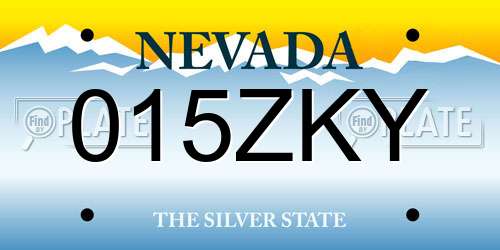 015ZKY Nevada License Plate