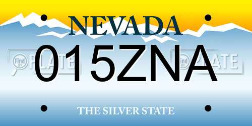 015ZNA Nevada License Plate