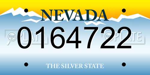 0164722 Nevada License Plate