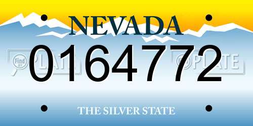 0164772 Nevada License Plate