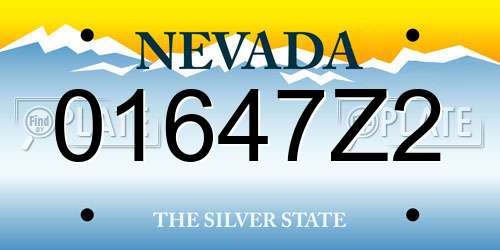 01647Z2 Nevada License Plate