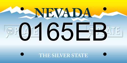 0165EB Nevada License Plate