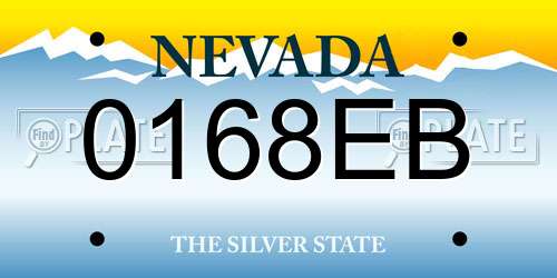 0168EB Nevada License Plate