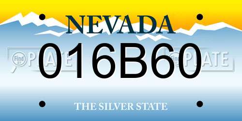 016B60 Nevada License Plate