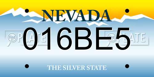 016BE5 Nevada License Plate
