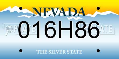 016H86 Nevada License Plate
