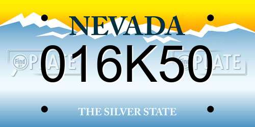 016K50 Nevada License Plate
