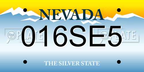 016SE5 Nevada License Plate