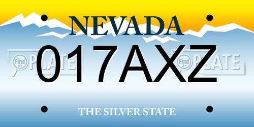 017AXZ Nevada License Plate