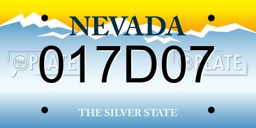 017D07 Nevada License Plate