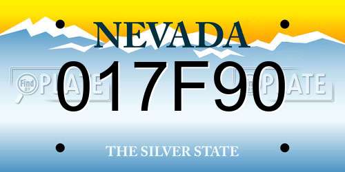 017F90 Nevada License Plate