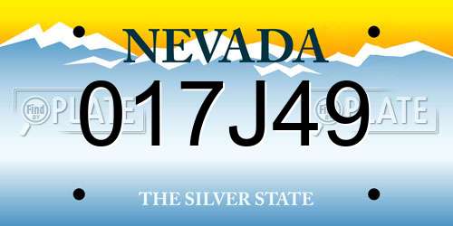 017J49 Nevada License Plate