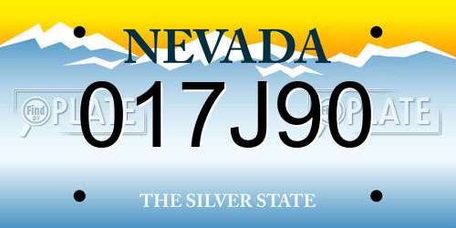 017J90 Nevada License Plate