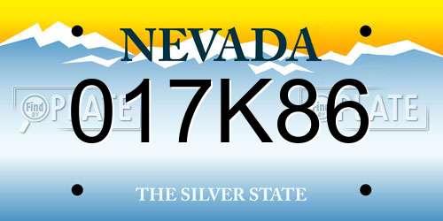 017K86 Nevada License Plate