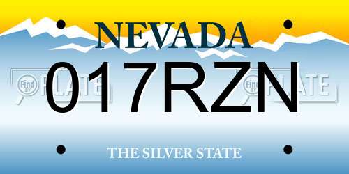 017RZN Nevada License Plate