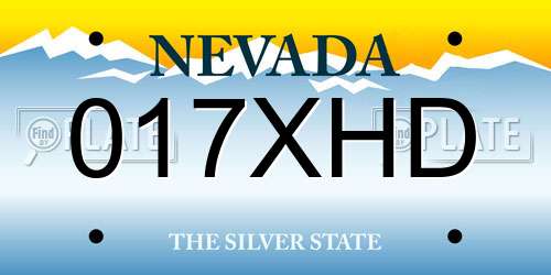 017XHD Nevada License Plate