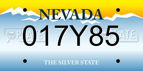 017Y85 Nevada License Plate