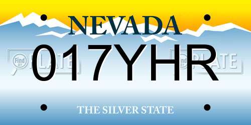 017YHR Nevada License Plate