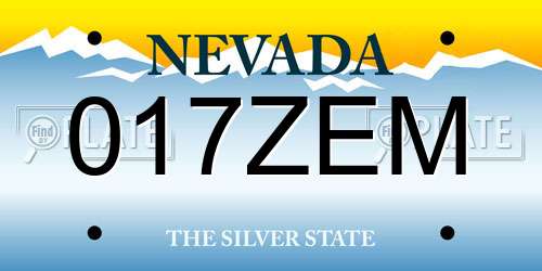 017ZEM Nevada License Plate