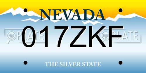 017ZKF Nevada License Plate