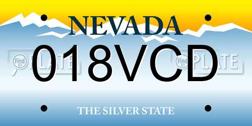 018VCD Nevada License Plate