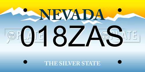 018ZAS Nevada License Plate
