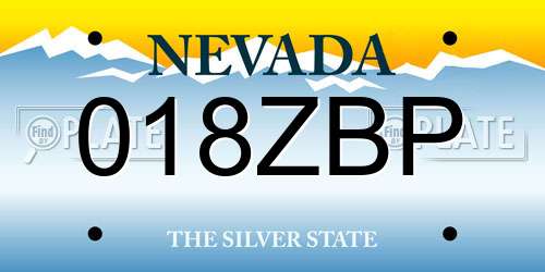 018ZBP Nevada License Plate