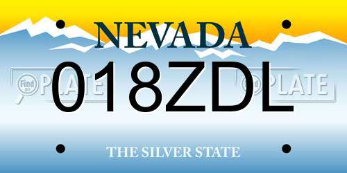 018ZDL Nevada License Plate